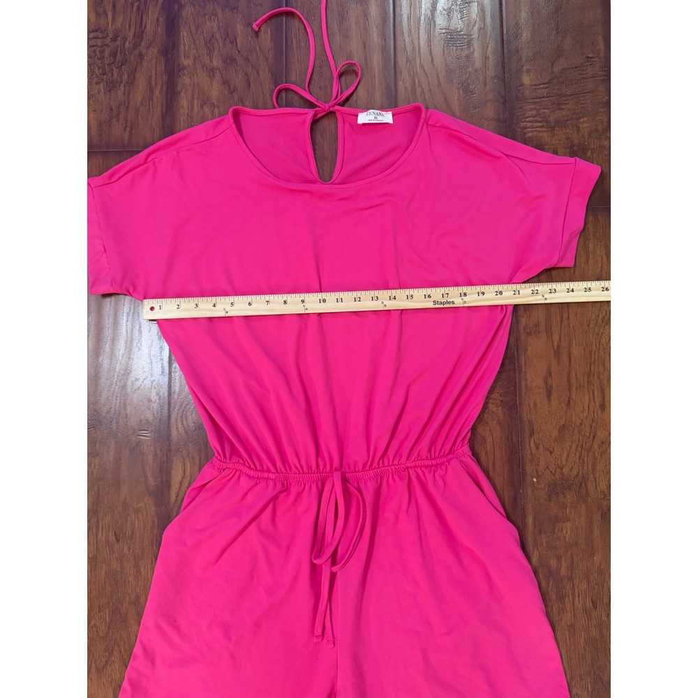 Barbiecore Hot Pink Zenana Romper XL Soft Stretch Summer Vacation Outfit - Picture 3 of 10